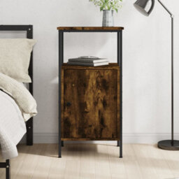 Berkfield Bedside Cabinet Smoked Oak 41X31X80 Cm Engineered Wood - thumbnail 1