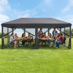 10'x20' Pop Up Canopy Tent Gazebo W/ 6 Full Mesh Sidewalls & 6 Zipper Doors - thumbnail 6