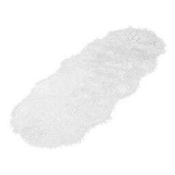 Thehotsale White Imitation Australian Wool Plush Irregular Interior Decoration Carpet  150Cm W X 60Cm D - thumbnail 5