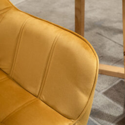 Homcom Velvet-Feel Accent Chair W/ Wide Arms Slanted Back Wood Legs Yellow - thumbnail 8