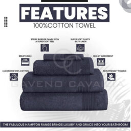 Gc Gaveno Cavailia Hampton Royal 4 Pack Bath Towel 70X120 Navy Egyptian Cotton Premier Super Absorbent Towel - thumbnail 2
