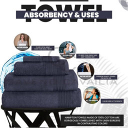 Gc Gaveno Cavailia Hampton Royal 4 Pack Bath Towel 70X120 Navy Egyptian Cotton Premier Super Absorbent Towel - thumbnail 3