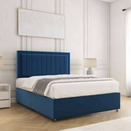 Bsspoke Zarah Divan Bed Set In Blue Plush Velvet With 24Inch Panel Headboard No Mattress No Drawers In 3Ft 4Ft 4Ft6 5Ft 6Ft - thumbnail 3