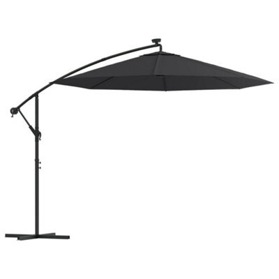 Berkfield Cantilever Umbrella With Led Lights And Steel Pole 300 Cm Black - image 1