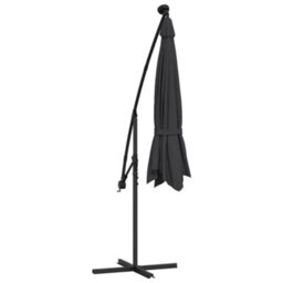 Berkfield Cantilever Umbrella With Led Lights And Steel Pole 300 Cm Black - thumbnail 7