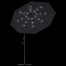 Berkfield Cantilever Umbrella With Led Lights And Steel Pole 300 Cm Black - thumbnail 5
