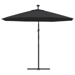 Berkfield Cantilever Umbrella With Led Lights And Steel Pole 300 Cm Black - thumbnail 6
