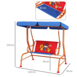 Outsunny 2 Seater Kids Swing Chair, Cowboy Themed With Adjustable Canopy - thumbnail 3