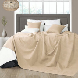 Classic Rib Cotton Throw, Sofa Bed Throw - 150 X 200 Cm Fits Most 2 Seater Sofas Settee Arm Chair & Single Bed, Buff - thumbnail 2