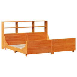 Berkfield Bookcase Bed Without Mattress Wax Brown 180X200 Cm Super King Solid Wood - thumbnail 3