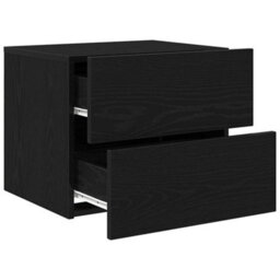 Berkfield Bedside Cabinet With Led Wall-Mounted Black Oak 50X39X41 Cm - thumbnail 5