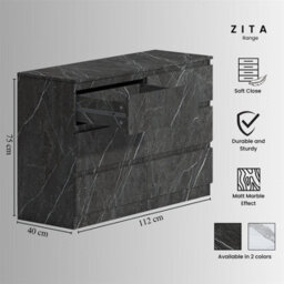 Zita Grey Marble Effect 3 Piece Bedroom Set - 2 Door Wardrobe, 6 Drawer Chest & 3 Drawer Bedside, Stylish Bedroom Storage - thumbnail 9
