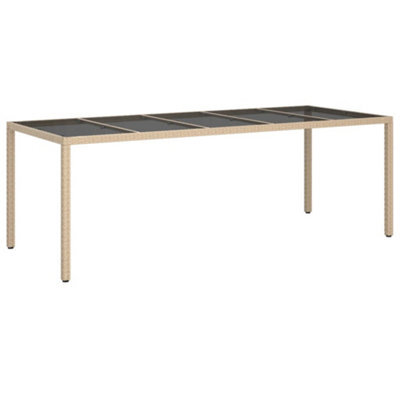 Berkfield Garden Table Beige 250X100X75 Cm Tempered Glass And Poly Rattan - image 1
