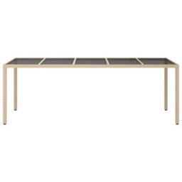 Berkfield Garden Table Beige 250X100X75 Cm Tempered Glass And Poly Rattan - thumbnail 2