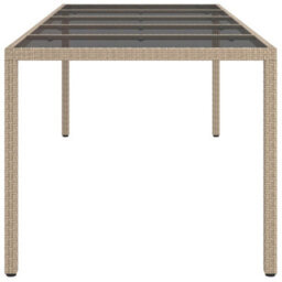 Berkfield Garden Table Beige 250X100X75 Cm Tempered Glass And Poly Rattan - thumbnail 3
