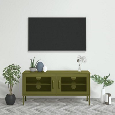 Berkfield Tv Cabinet Olive Green 105X35X50 Cm Steel - image 1