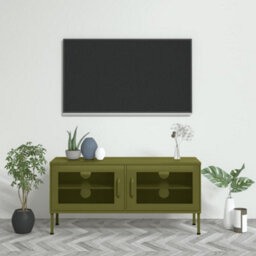 Berkfield Tv Cabinet Olive Green 105X35X50 Cm Steel - thumbnail 1