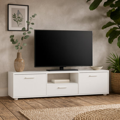 Wyld Haus Nagoya Compact White Media Tv Unit - 2 Doors 1 Drawer 1 Shelf 147Cm - image 1