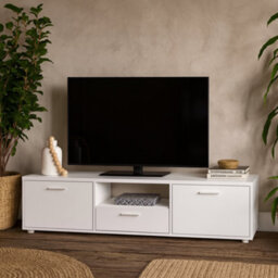 Wyld Haus Nagoya Compact White Media Tv Unit - 2 Doors 1 Drawer 1 Shelf 147Cm - thumbnail 2