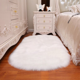 Living And Home White Oval Soft Floor Rug Decor For Room 180Cm L X 100 Cm W - thumbnail 3