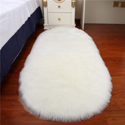 Living And Home White Oval Soft Floor Rug Decor For Room 180Cm L X 100 Cm W - thumbnail 2
