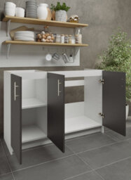Jd Greta Kitchen Base Sink Unit 1200mm Cabinet With Doors 120Cm - Dark Grey Matt - thumbnail 2