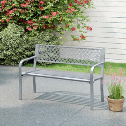 50 Inches Outdoor Garden Bench With Slatted Seat-Gray - thumbnail 2