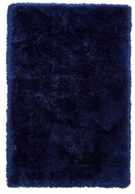 Montana Dark Navy Plain 80mm Thick Modern Easy To Clean Handmade Rug For Bedroom, Living Room By Think Rugs-80Cm X 150Cm - image 1