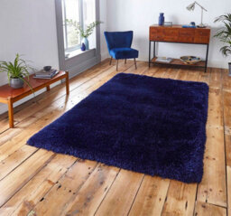 Montana Dark Navy Plain 80mm Thick Modern Easy To Clean Handmade Rug For Bedroom, Living Room By Think Rugs-80Cm X 150Cm - thumbnail 2