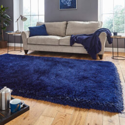 Montana Dark Navy Plain 80mm Thick Modern Easy To Clean Handmade Rug For Bedroom, Living Room By Think Rugs-80Cm X 150Cm - thumbnail 3