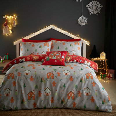 Bedlam Gingerbread House Reversible Gingerbread Man Print Duvet Cover Set - image 1