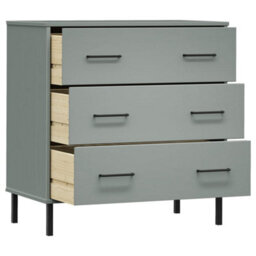 Berkfield Sideboard With 3 Drawers Grey 77X40X79.5 Cm Solid Wood Oslo - thumbnail 5