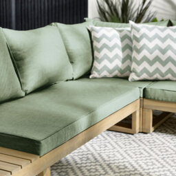 Furniturebox Uk Brisa Wood & Green 6 Seat Garden Sofa & Table Set - thumbnail 3