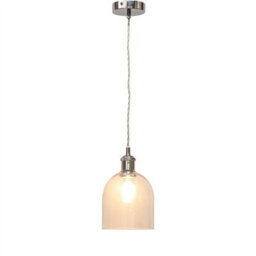 First Choice Lighting Belten - Clear Glass Cloche Chrome Retro Pendant Fitting - thumbnail 2