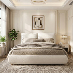 Bouclé Ottoman Storage Bed With Cushions - thumbnail 3