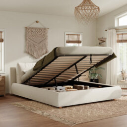 Bouclé Ottoman Storage Bed With Cushions - thumbnail 6