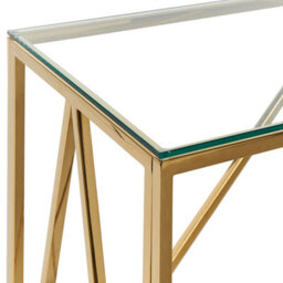 Beliani Glamouria Gold Console Table 120 X 40 Cm Tempered Glass With Gloss Stainless-Steel Frame - thumbnail 4