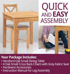 Hallowood Furniture Hereford Small Dining Table With 4 Cross Back Oak Chairs (Grey Seat) - thumbnail 7