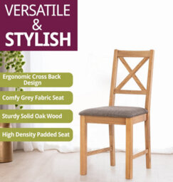 Hallowood Furniture Hereford Small Dining Table With 4 Cross Back Oak Chairs (Grey Seat) - thumbnail 5