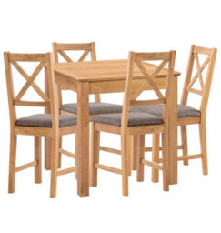 Hallowood Furniture Hereford Small Dining Table With 4 Cross Back Oak Chairs (Grey Seat) - thumbnail 8