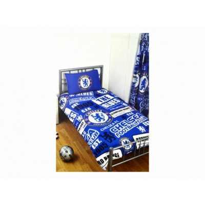 Chelsea Fc Official Football Patch Single Duvet And Pillow Case Set Blue/white (One Size) - image 1