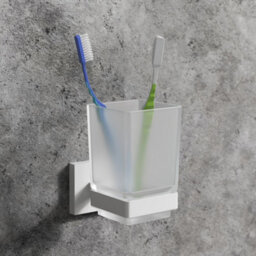 Affine Bathroom Wc Tumbler Toothbrush Holder Matt White Square Wall Mounted Modern - thumbnail 2