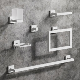 Affine Bathroom Wc Tumbler Toothbrush Holder Matt White Square Wall Mounted Modern - thumbnail 3