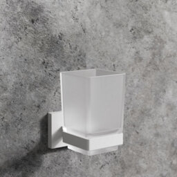 Aveli Bathroom Wc Tumbler Toothbrush Holder Matt White Square Wall Mounted Modern