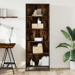 Berkfield Bookcase Smoked Oak 60X35X170.5 Cm Engineered Wood - thumbnail 3