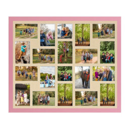 AK Frames 80X70Cm Pastel Pink Modern Multi Photo Frame With Ivory Mount - Holds 20 Apertures (18X) 6X4, (2X) 4X4 Photos