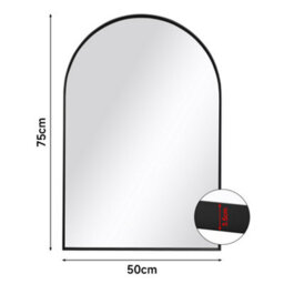 Thehotsale 50Cm X H 75Cm W Arch-Shape Wall Mounted Black Metal Framed Bathroom Mirror Decorative - thumbnail 7