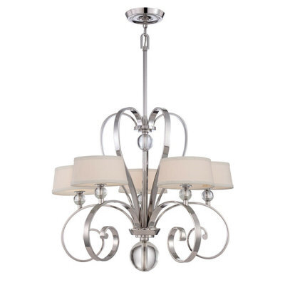 Elegant 5 Bulb Imperial Silver Chandelier With Led G9 3.5W Bulbs For Stunning Illumination