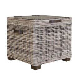 Fwstyle Kubu Rattan Lift Up Greywash Pine Storage Side Table Assembled - thumbnail 3