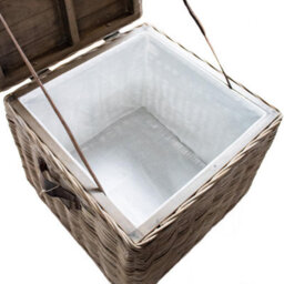 Fwstyle Kubu Rattan Lift Up Greywash Pine Storage Side Table Assembled - thumbnail 4